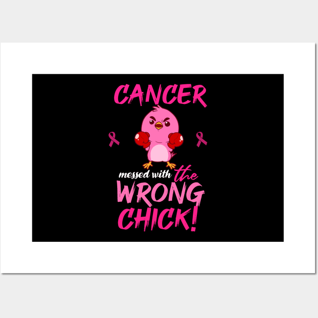 Breast Cancer Awareness Cancer Messed With Wrong Chick Product Wall Art by Linco